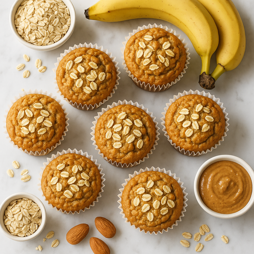 Gluten Free Banana Oat Muffins (Healthy, High Protein)