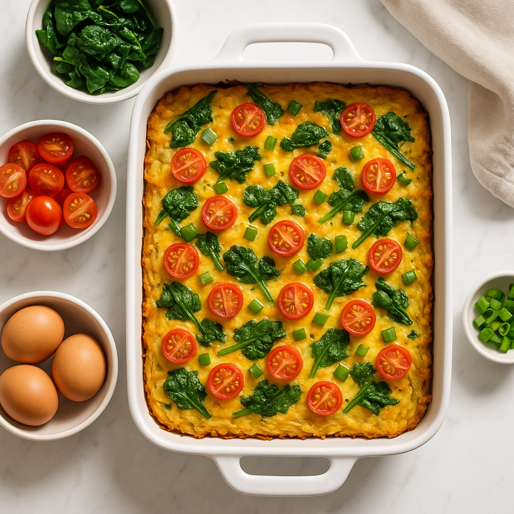 Gluten Free Breakfast Casserole with Hash Browns and Cheese