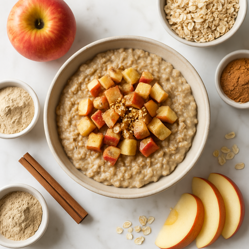 Gluten Free Dairy Free Apple Cinnamon Oatmeal with Protein Boost