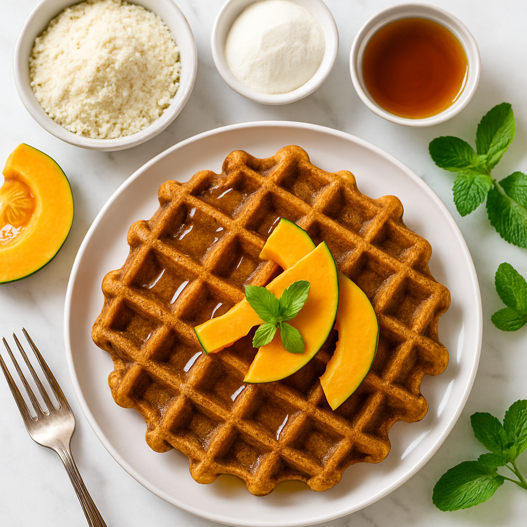 Gluten Free Dairy Free Pumpkin Waffles with Almond Flour and Collagen Boost