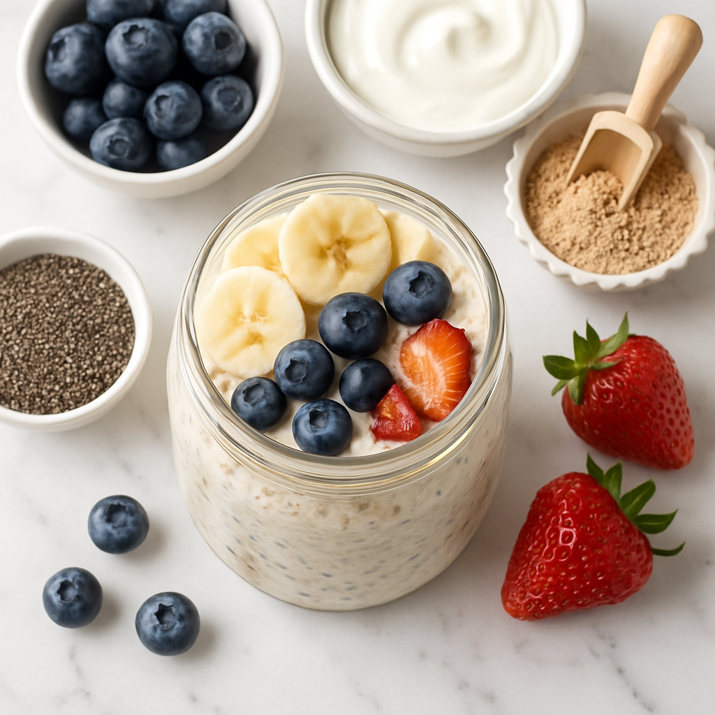 High-Protein Gluten Free Overnight Oats with Chia Seeds