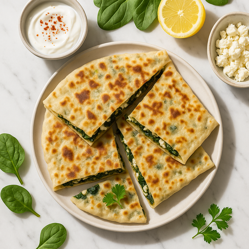 Gozleme Turkish Stuffed Flatbread with Spinach and Feta (High-Protein Healthy Version)
