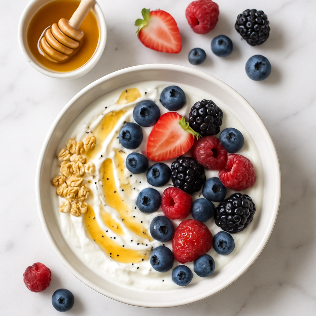 Greek Yogurt Breakfast Bowl with Honey and Berries
