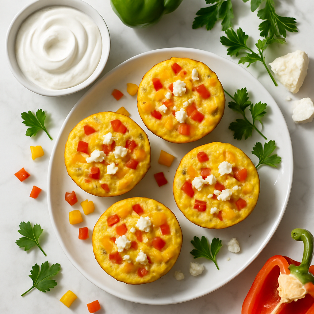 Greek Yogurt Egg Muffins with Bell Pepper and Feta