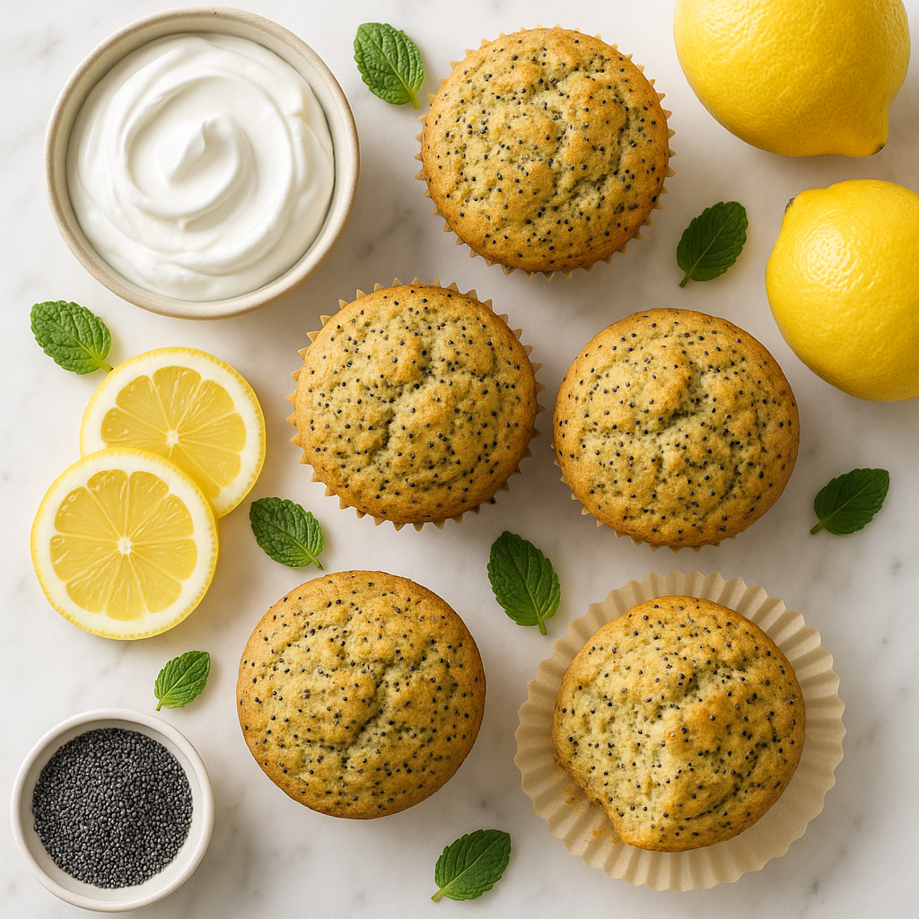 Greek Yogurt Lemon Poppy Seed Breakfast Muffins