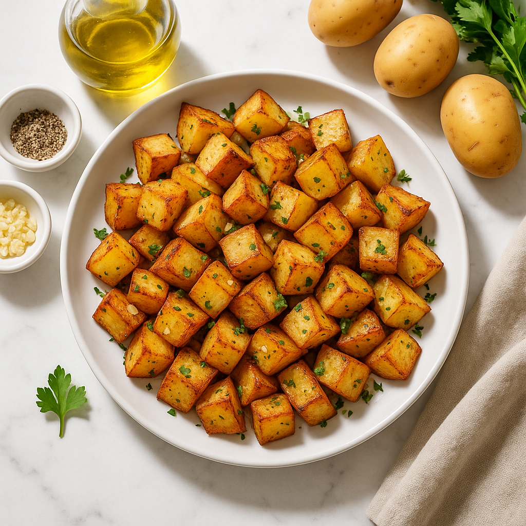 Healthy Air Fryer Breakfast Potatoes Low Calorie with Herbs and Garlic