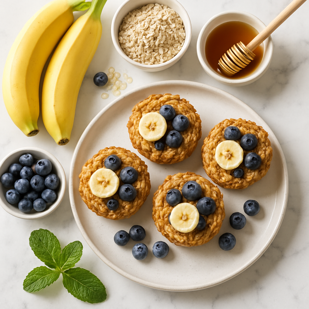 Healthy Baked Oatmeal Cups with Banana and Blueberries
