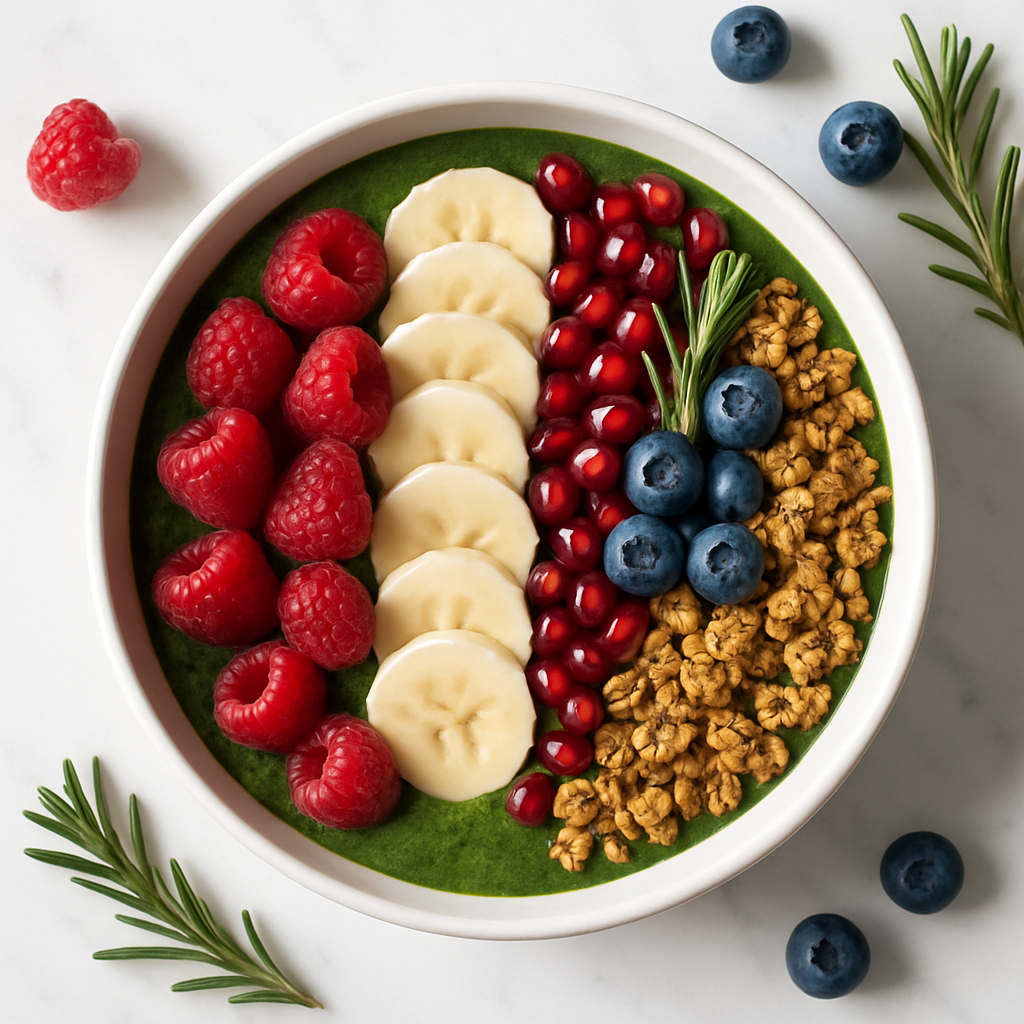 Healthy Christmas Morning Smoothie Bowl with Berries and Granola