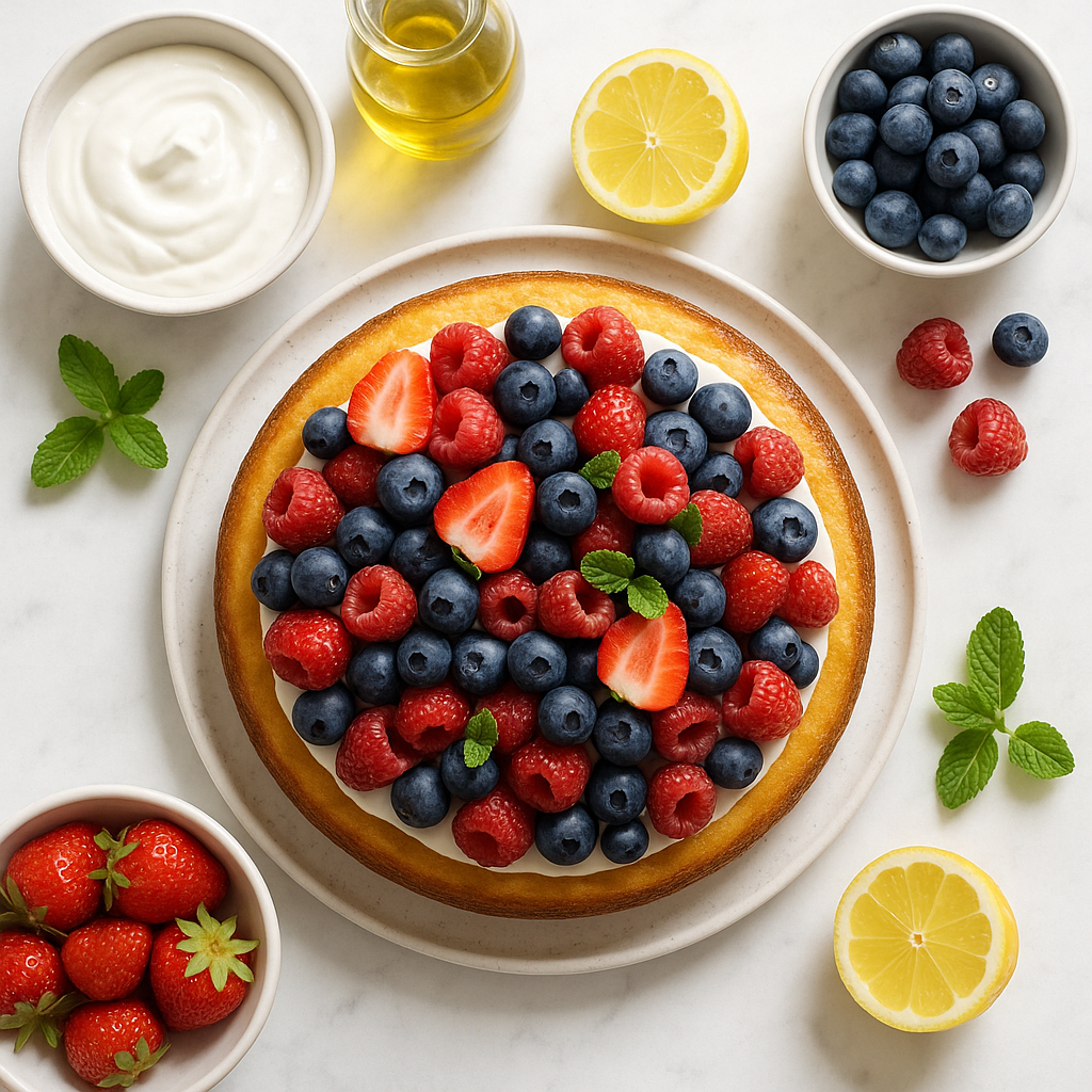 Healthy French Yogurt Cake with Fresh Berries