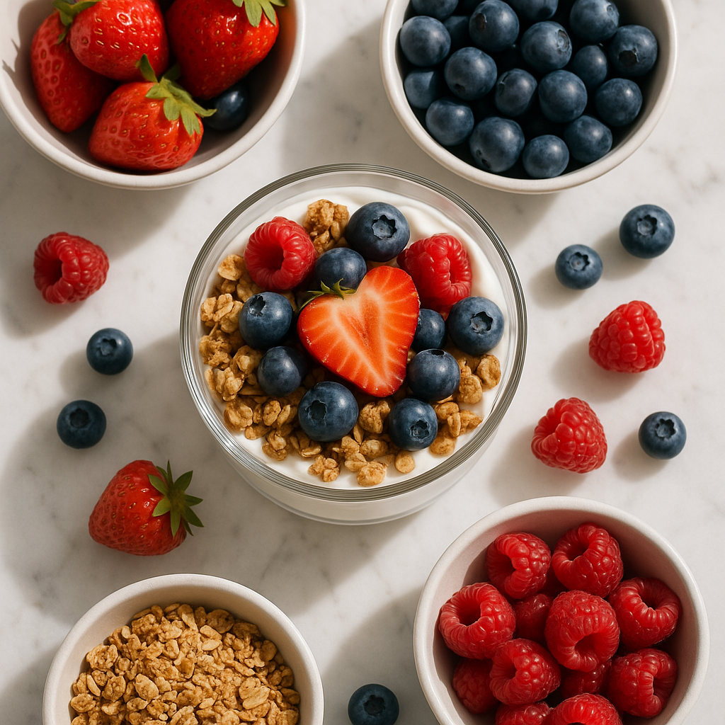 Healthy Greek Yogurt Parfait with Granola and Berries