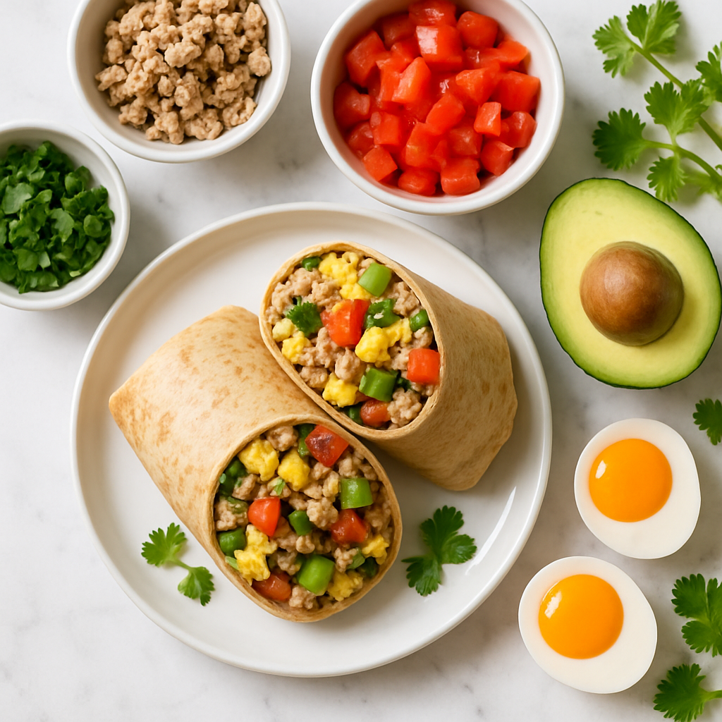 Healthy Turkey and Egg Breakfast Burrito for Dinner