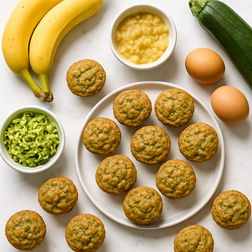 Healthy Zucchini Banana Mini Muffins for Kids