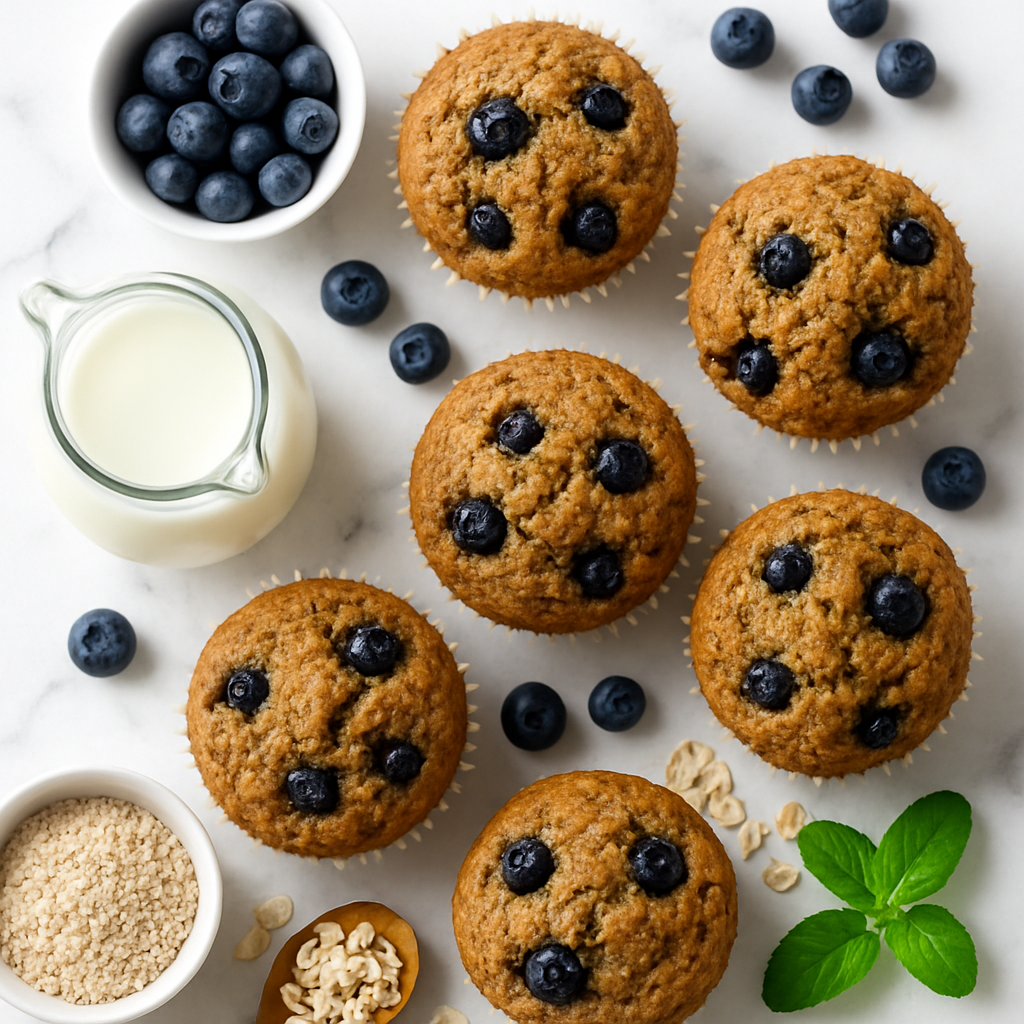 High Fiber Oat Bran Muffins with Blueberries