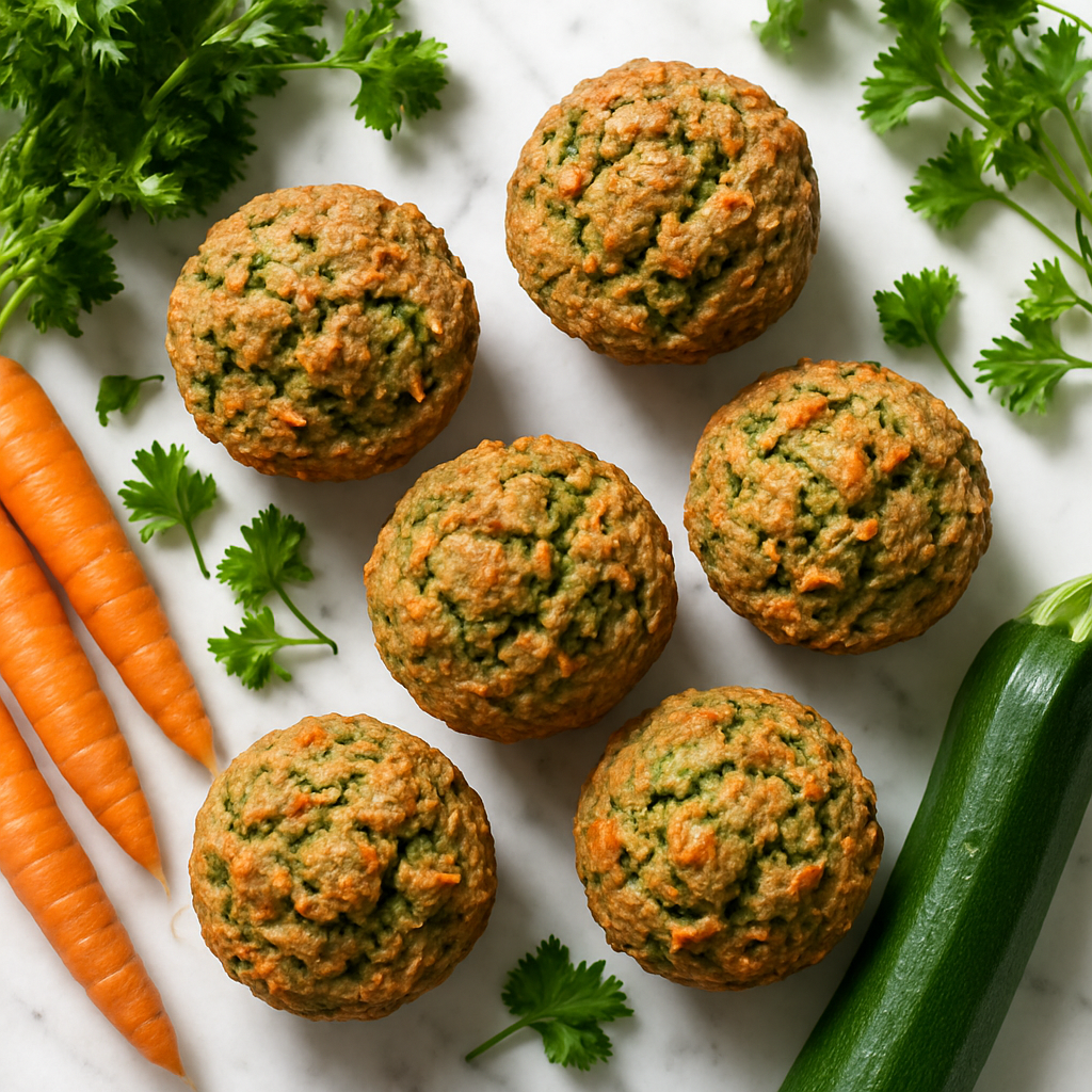 High Fiber Whole Wheat Veggie Breakfast Muffins with Zucchini and Carrot