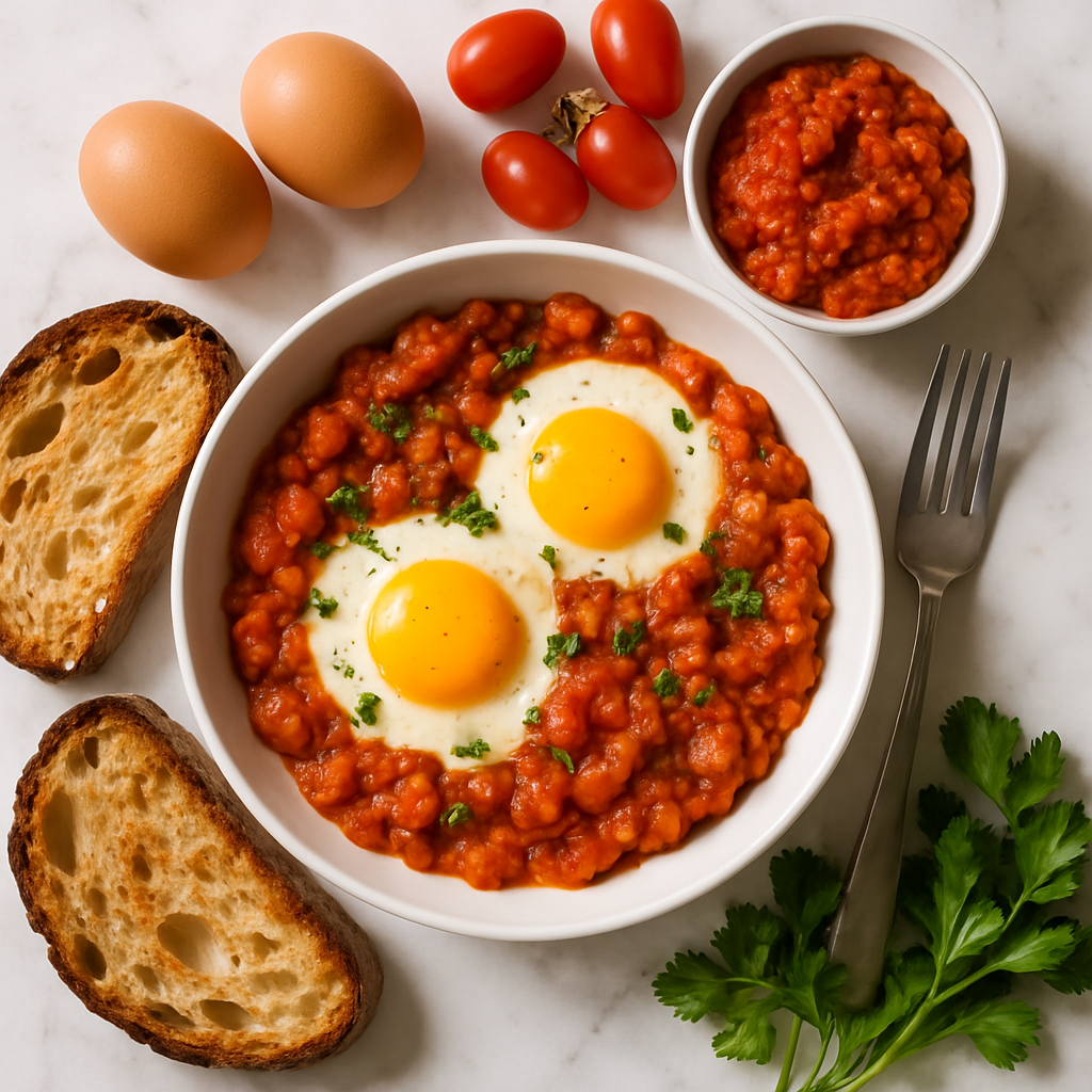 High Protein Ajvar with Eggs and Sourdough Toast