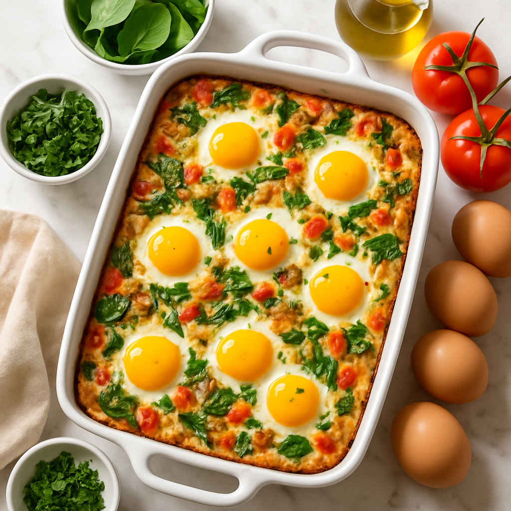 High Protein Breakfast Casserole with Eggs and Vegetables