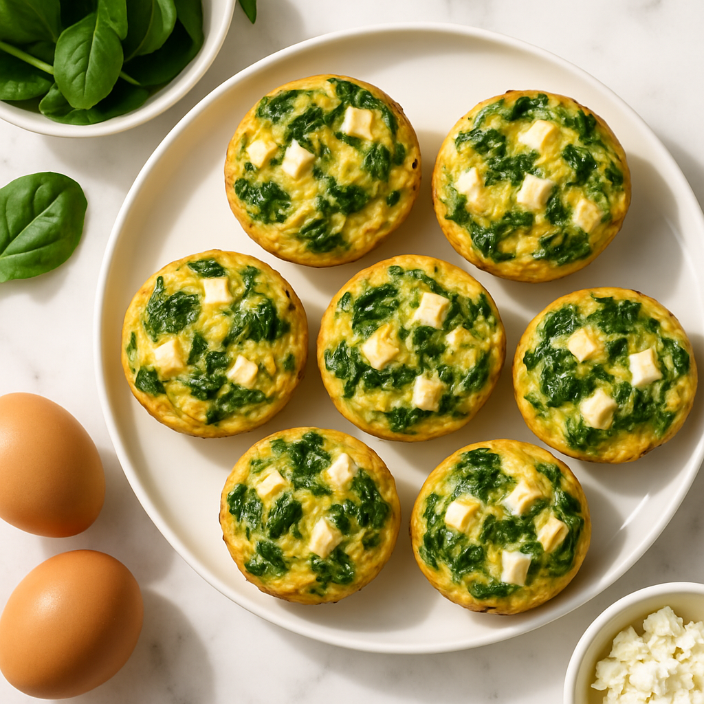 High Protein Christmas Breakfast Egg Muffins with Spinach and Feta