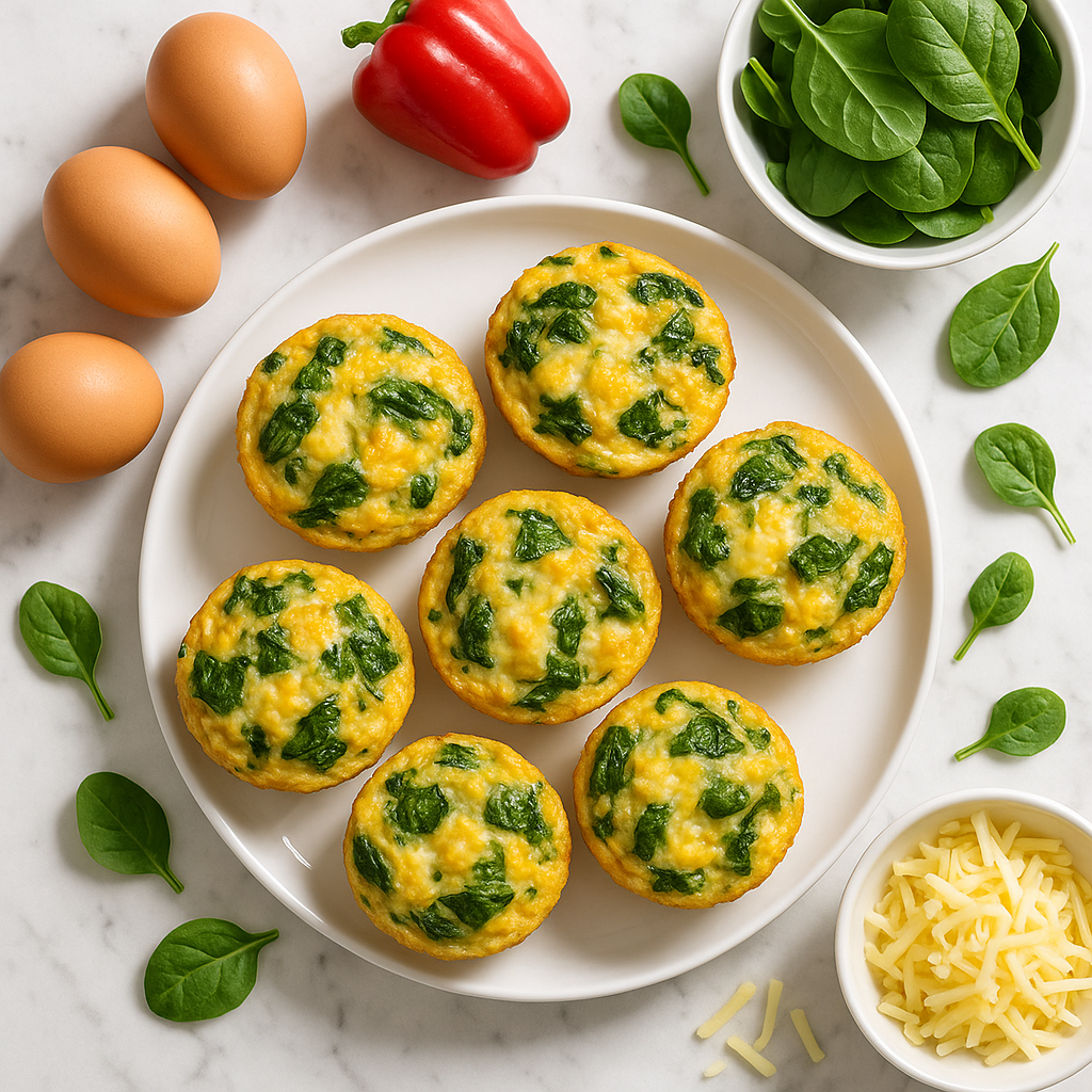 High Protein Christmas Morning Egg Muffins with Spinach and Cheese