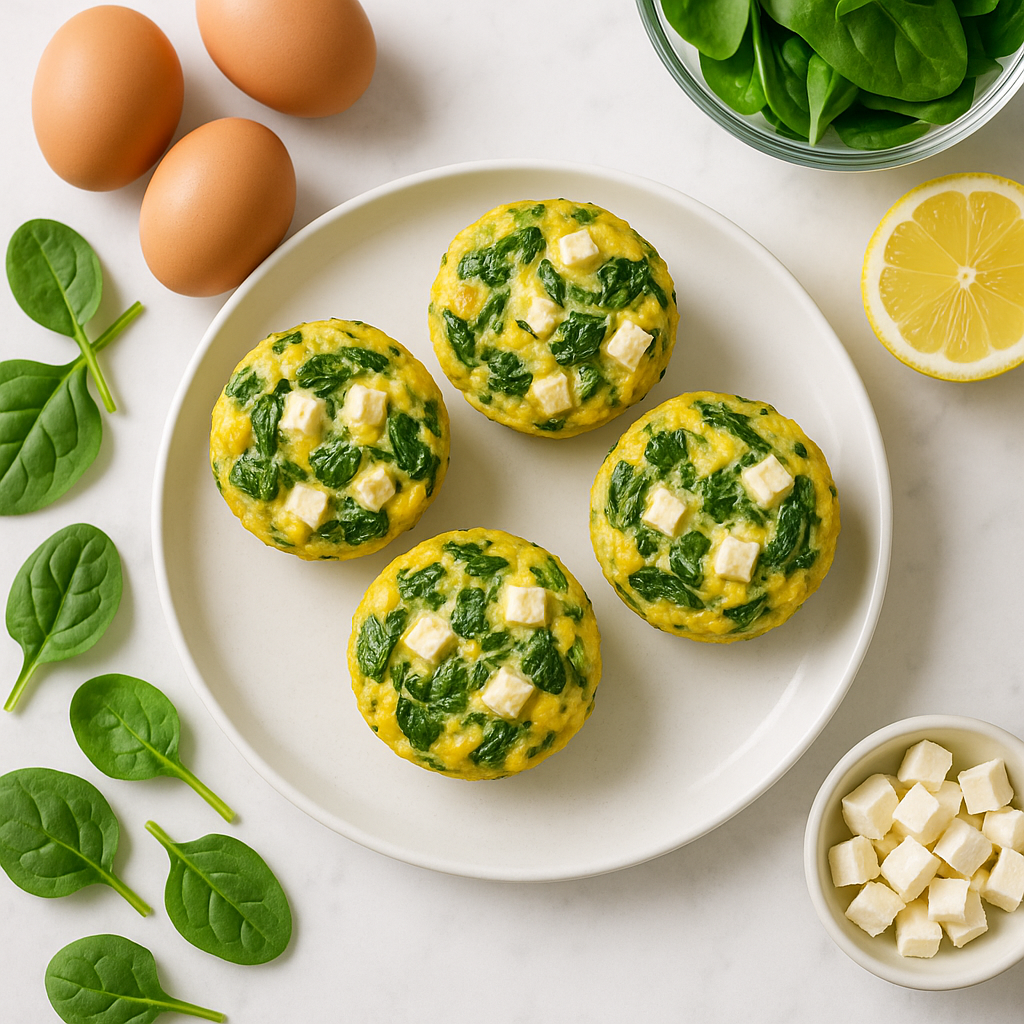 High Protein Egg Muffins with Spinach and Feta