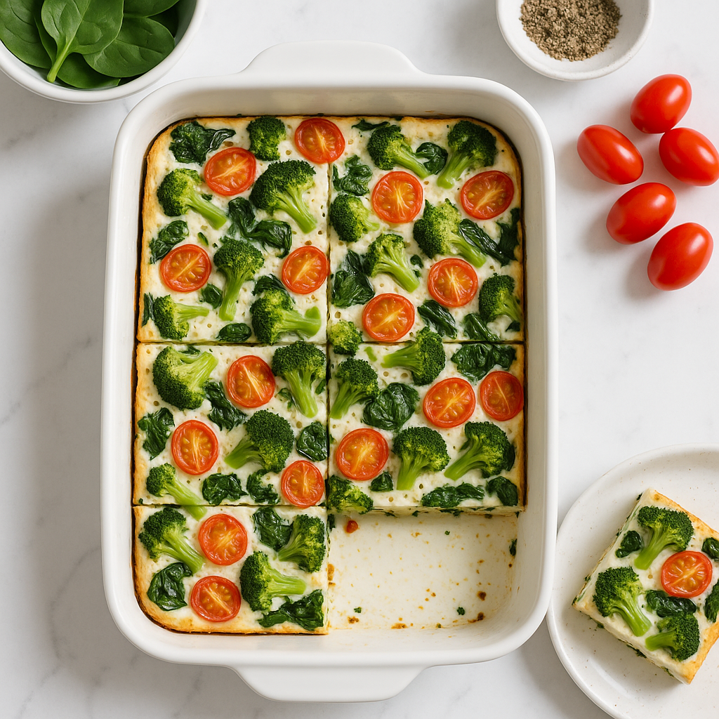 High Protein Egg White Breakfast Casserole (Low Calorie, Veggie-Packed)