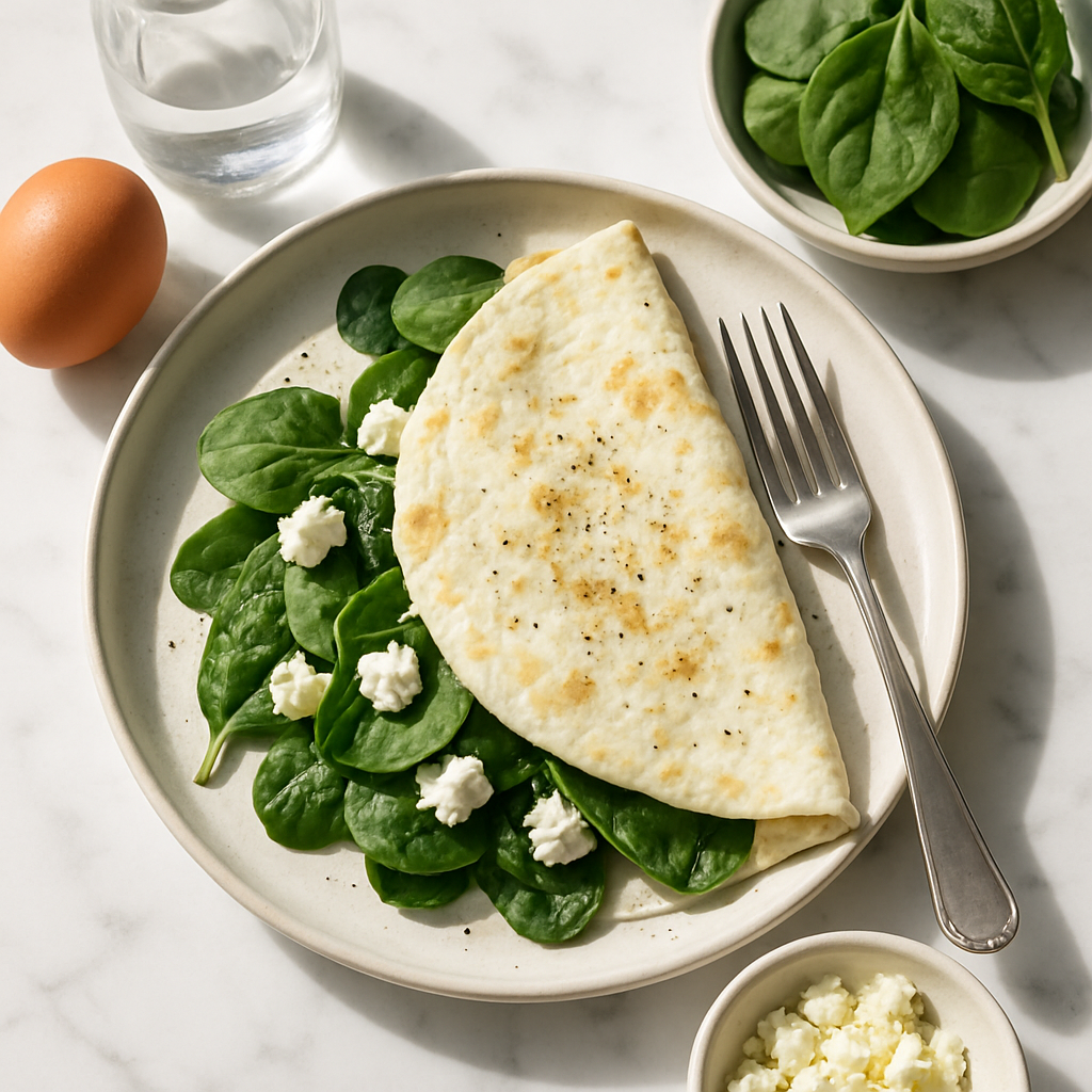High Protein Egg White Omelette with Spinach and Feta