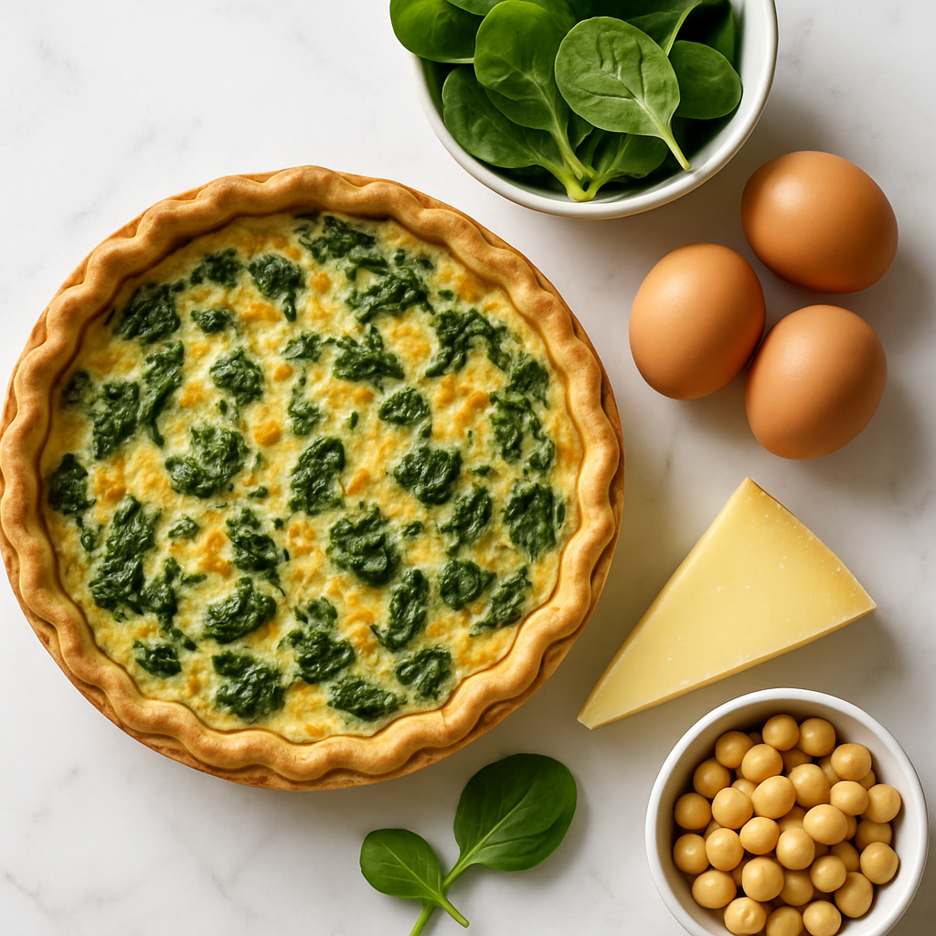 High Protein French Quiche with Spinach and Gruyere