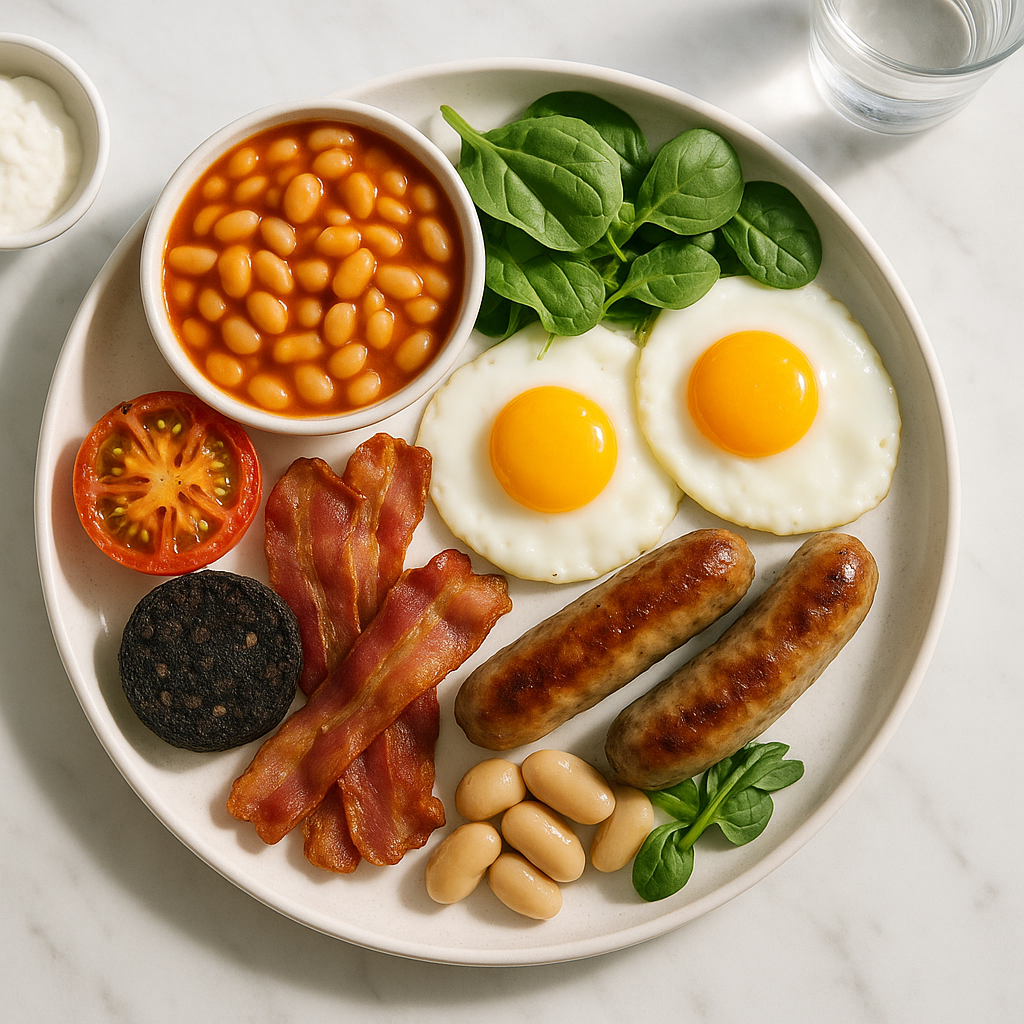 High Protein Irish Breakfast with Baked Beans and Eggs
