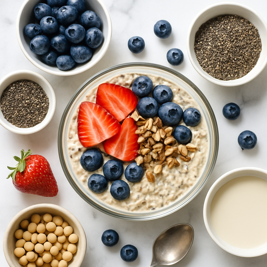 High Protein Vegan Overnight Oats with Chia Seeds