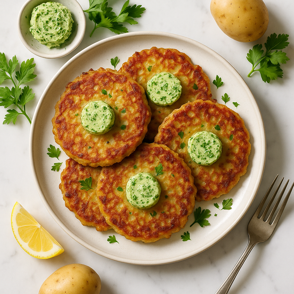 Irish Boxty Potato Pancakes with Herb Butter