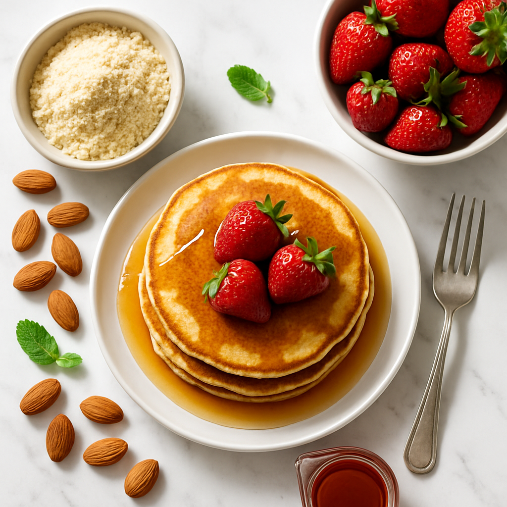 Fluffy Keto Almond Flour Pancakes with Sugar Free Syrup