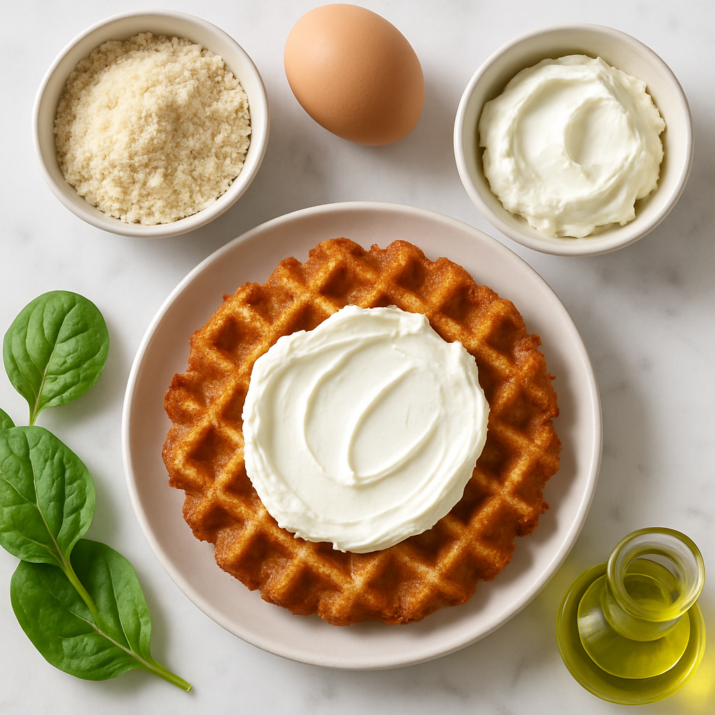 Crispy Keto Chaffle Waffle with Cream Cheese and Almond Flour