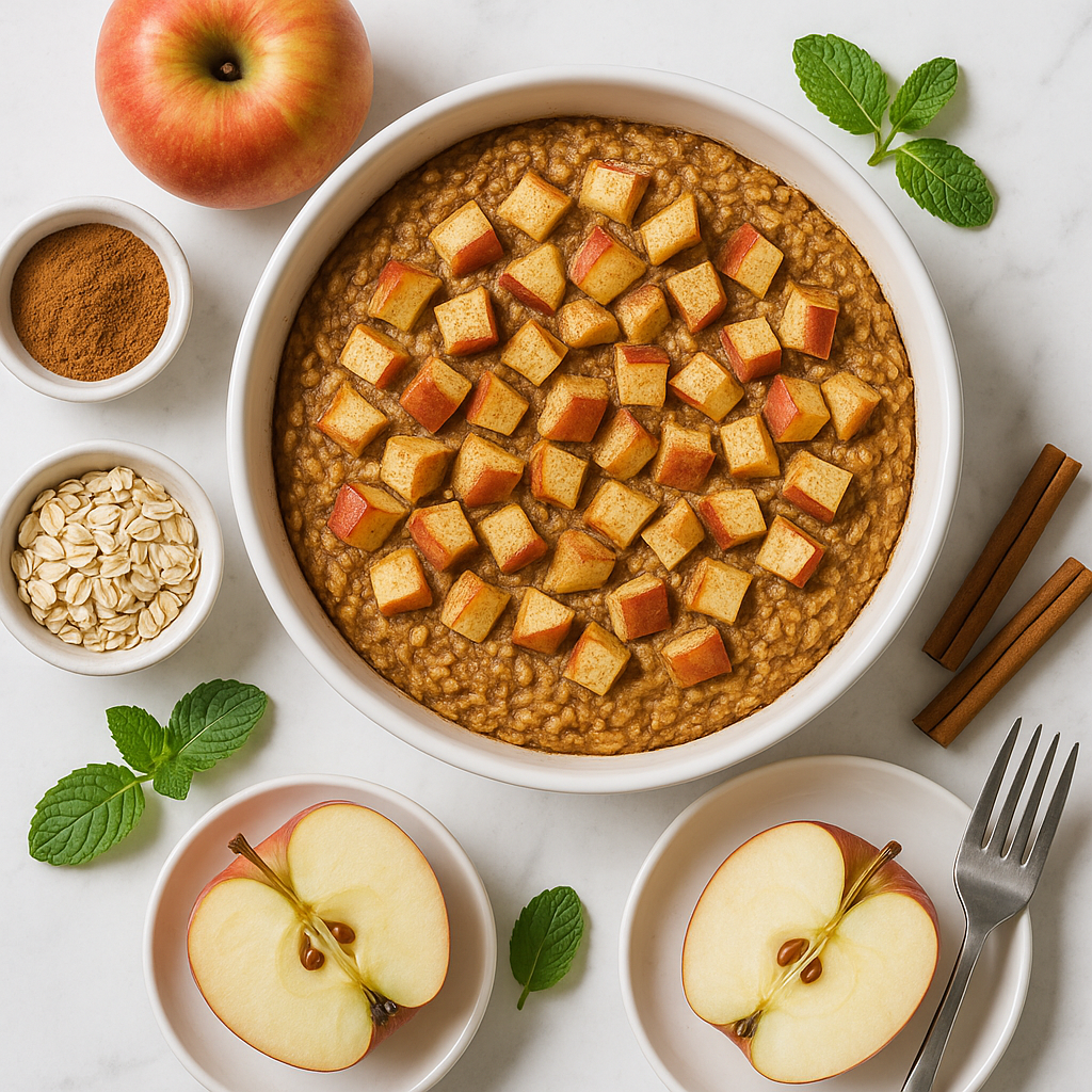 Low Calorie Baked Oatmeal with Apple and Cinnamon