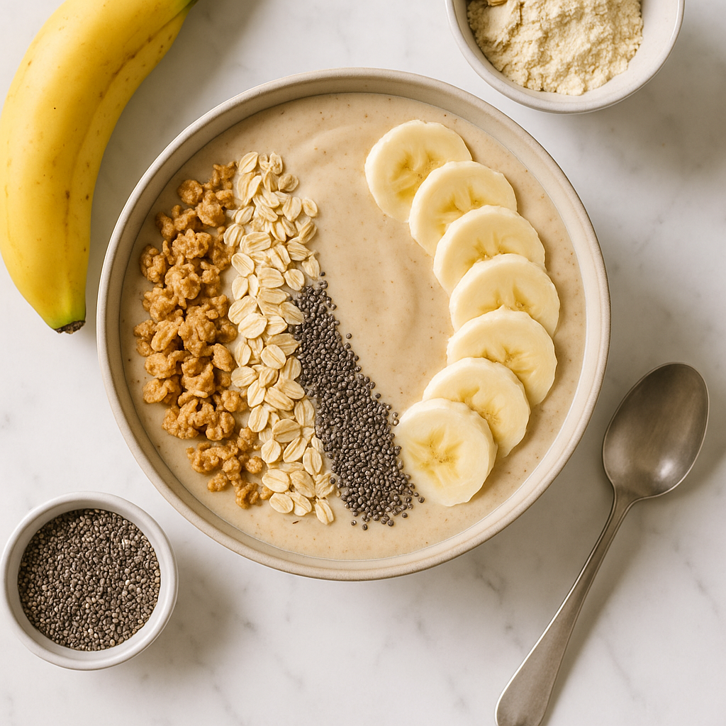 Low Calorie Banana Oat Smoothie Bowl with Protein Boost