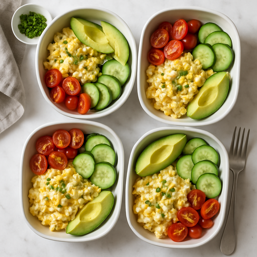 Low Calorie Cottage Cheese Egg Scramble Meal Prep Bowls