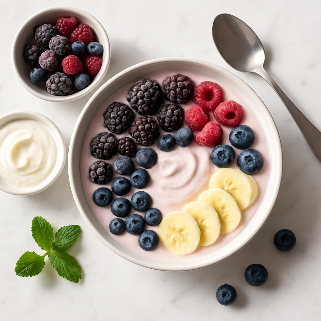 Low Calorie Greek Yogurt Smoothie Bowl with Frozen Fruit