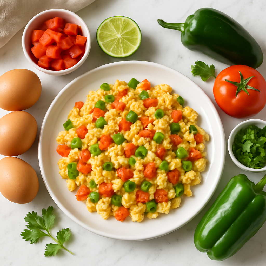 Low Calorie Huevos a la Mexicana with Fresh Vegetables