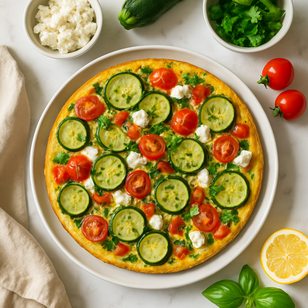 Low Calorie Mediterranean Vegetable Frittata with Feta and Herbs