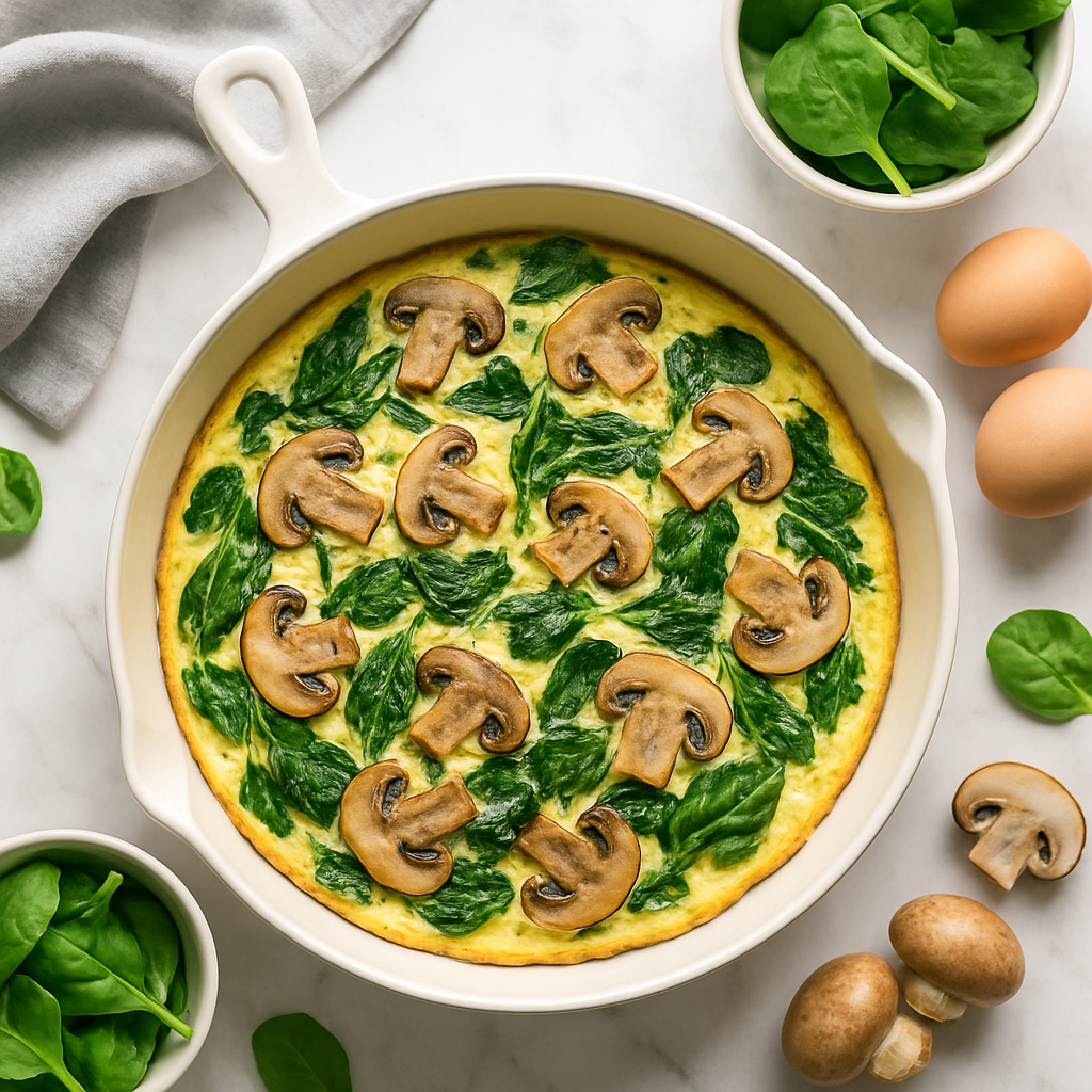 Low Calorie Spinach and Mushroom Breakfast Frittata