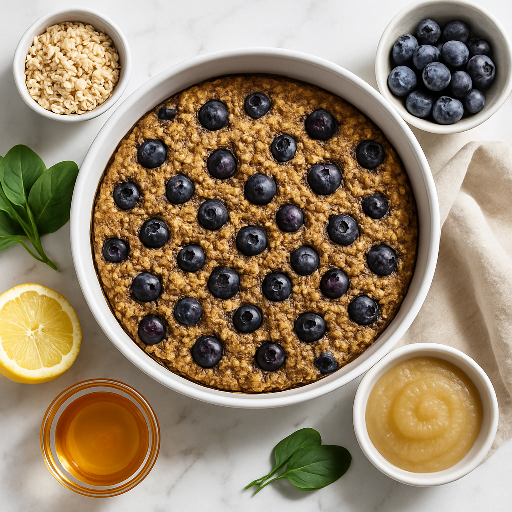 Low Calorie Vegan Baked Oatmeal with Blueberries