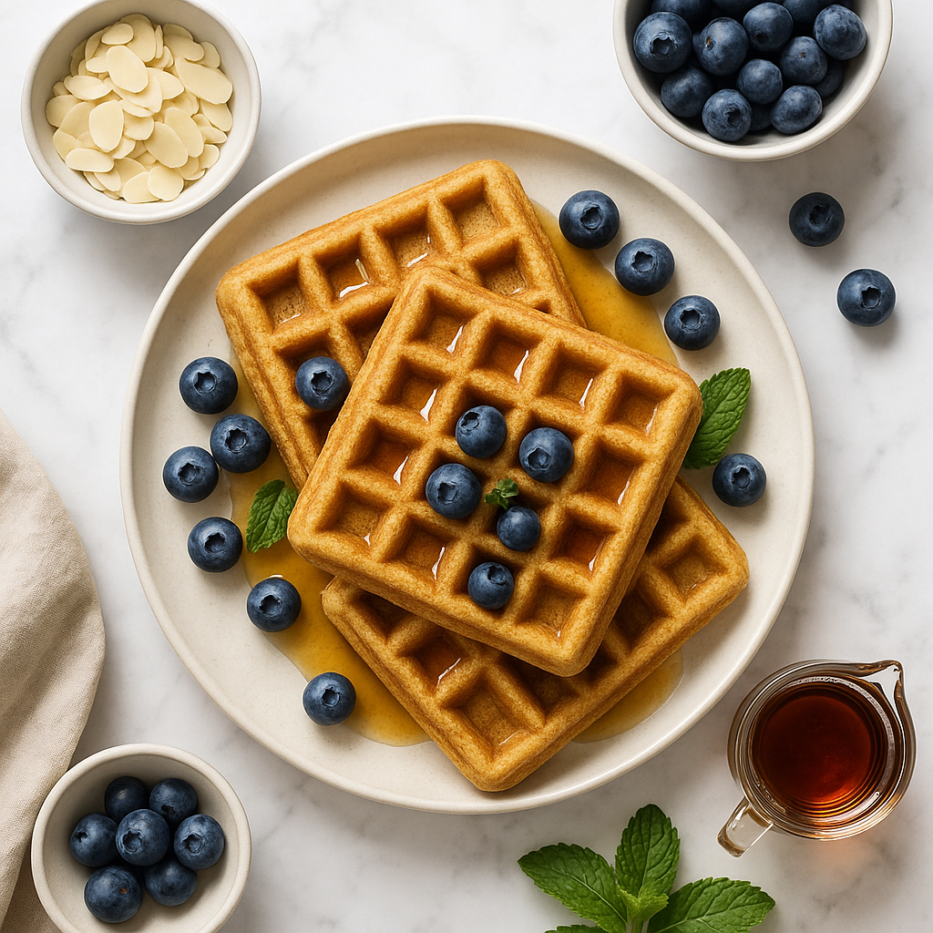 Low Carb Almond Flour Waffles with Sugar Free Maple Syrup