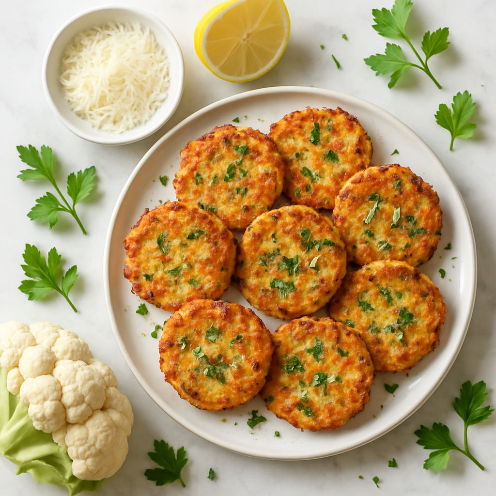 Low Carb Cauliflower Hash Browns Crispy Golden Bites with Herbs and Parmesan