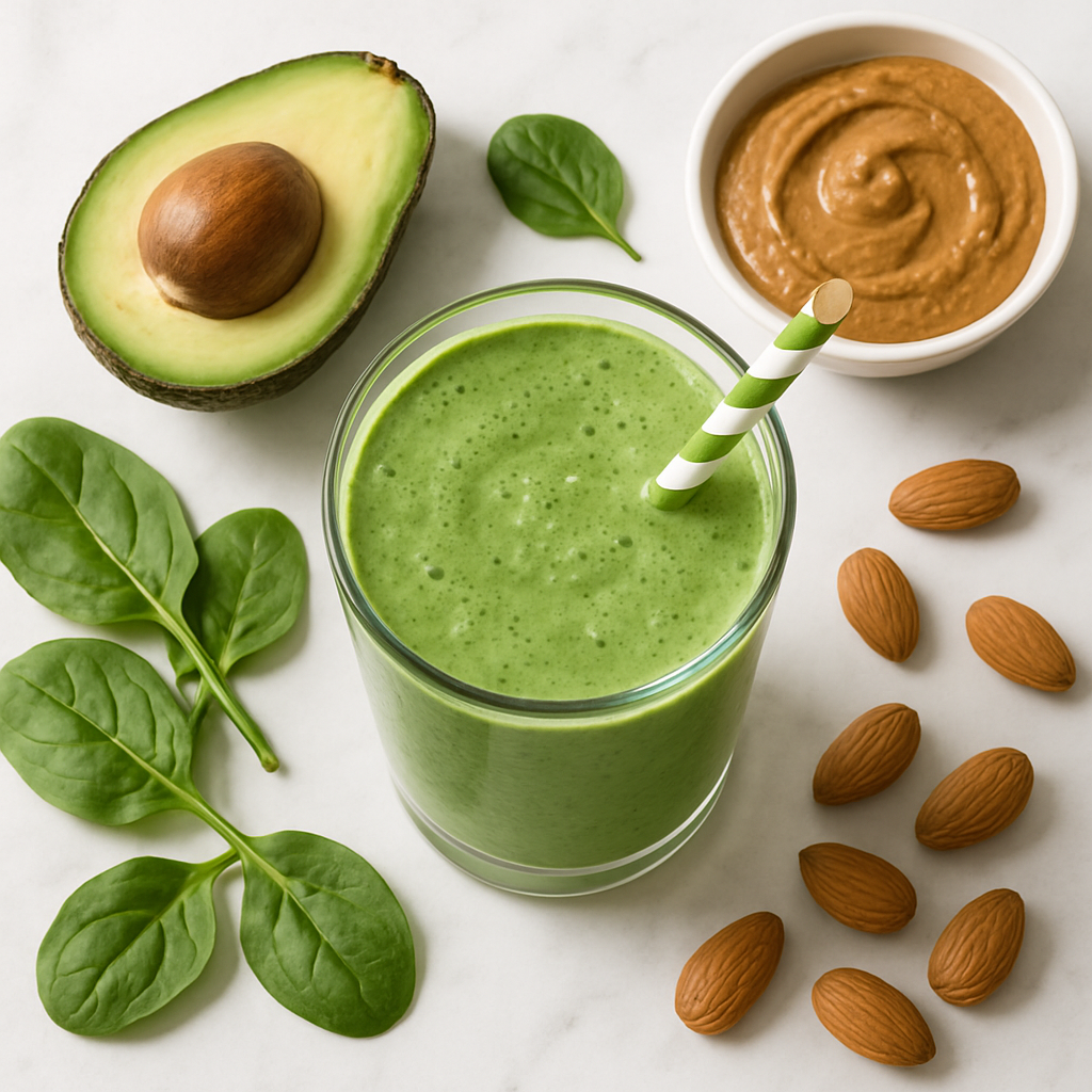 Low Carb Keto Smoothie with Almond Butter and Spinach