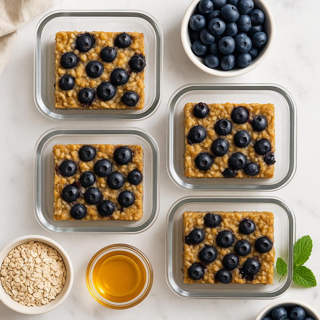 Low Sugar Blueberry Baked Oatmeal for Meal Prep