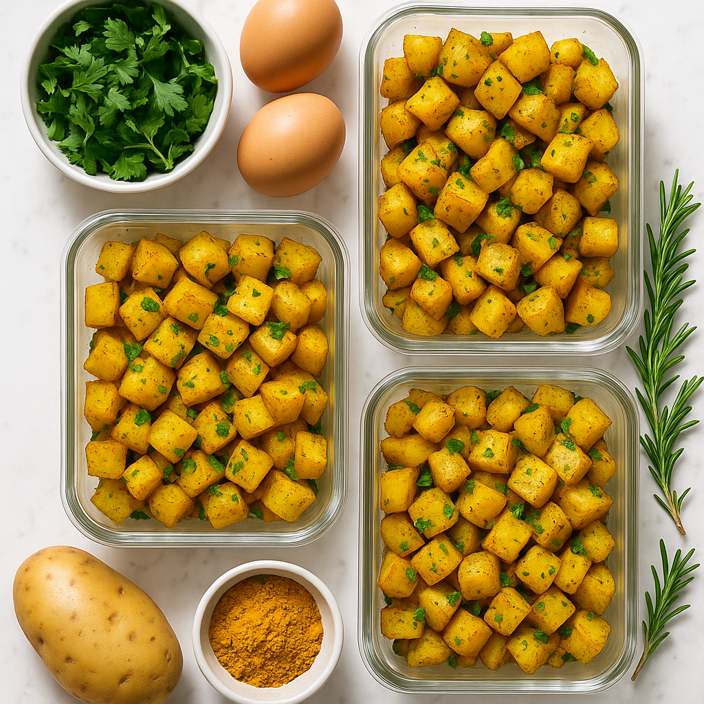 Make Ahead Breakfast Potatoes Meal Prep Recipe with Herbs and Turmeric