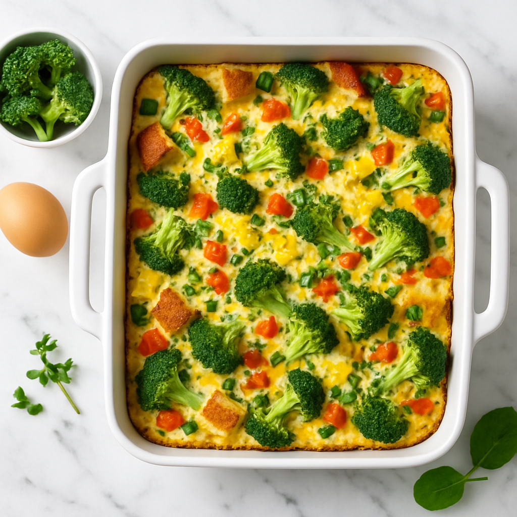 Make Ahead Christmas Breakfast Casserole with Eggs and Vegetables