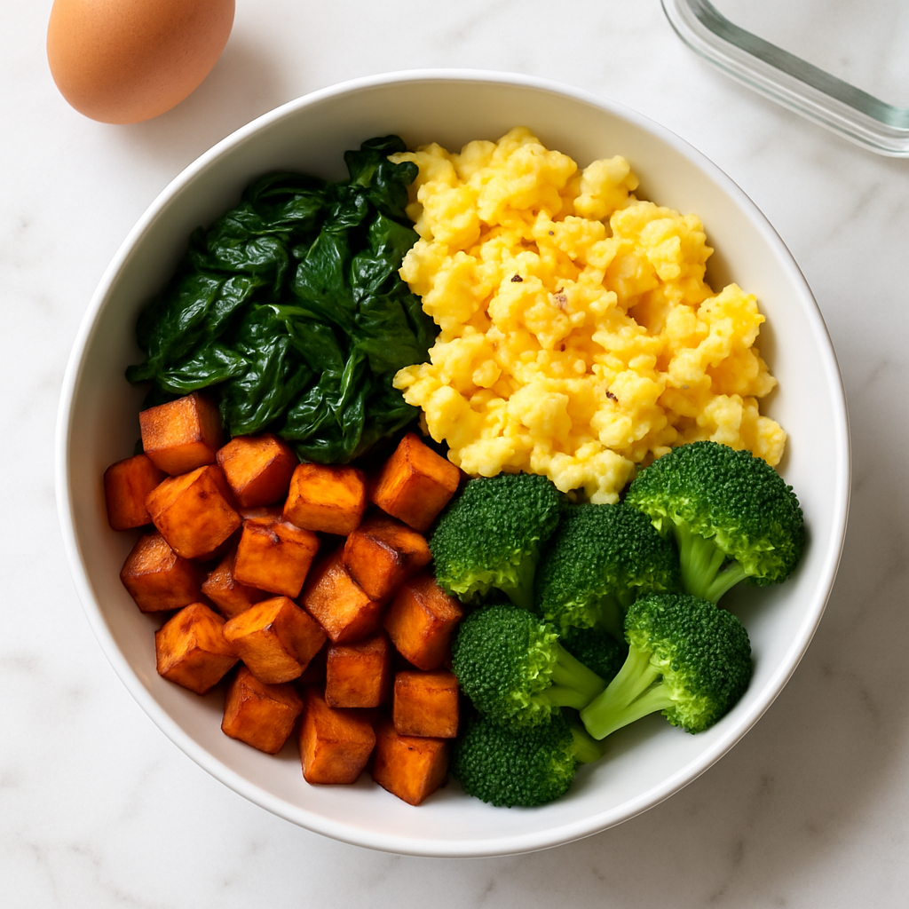 Make Ahead Freezer Breakfast Bowl with Eggs and Vegetables