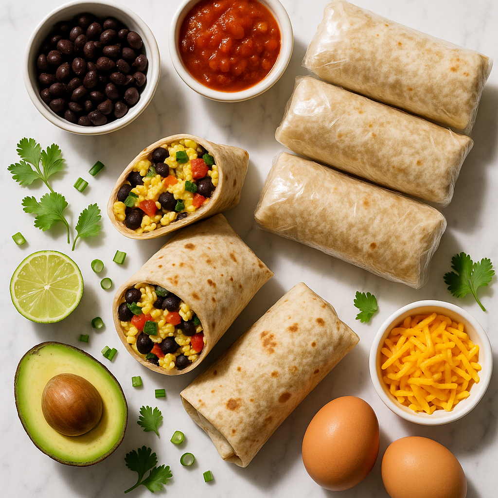 Make Ahead Freezer Breakfast Burritos with Black Beans and Eggs