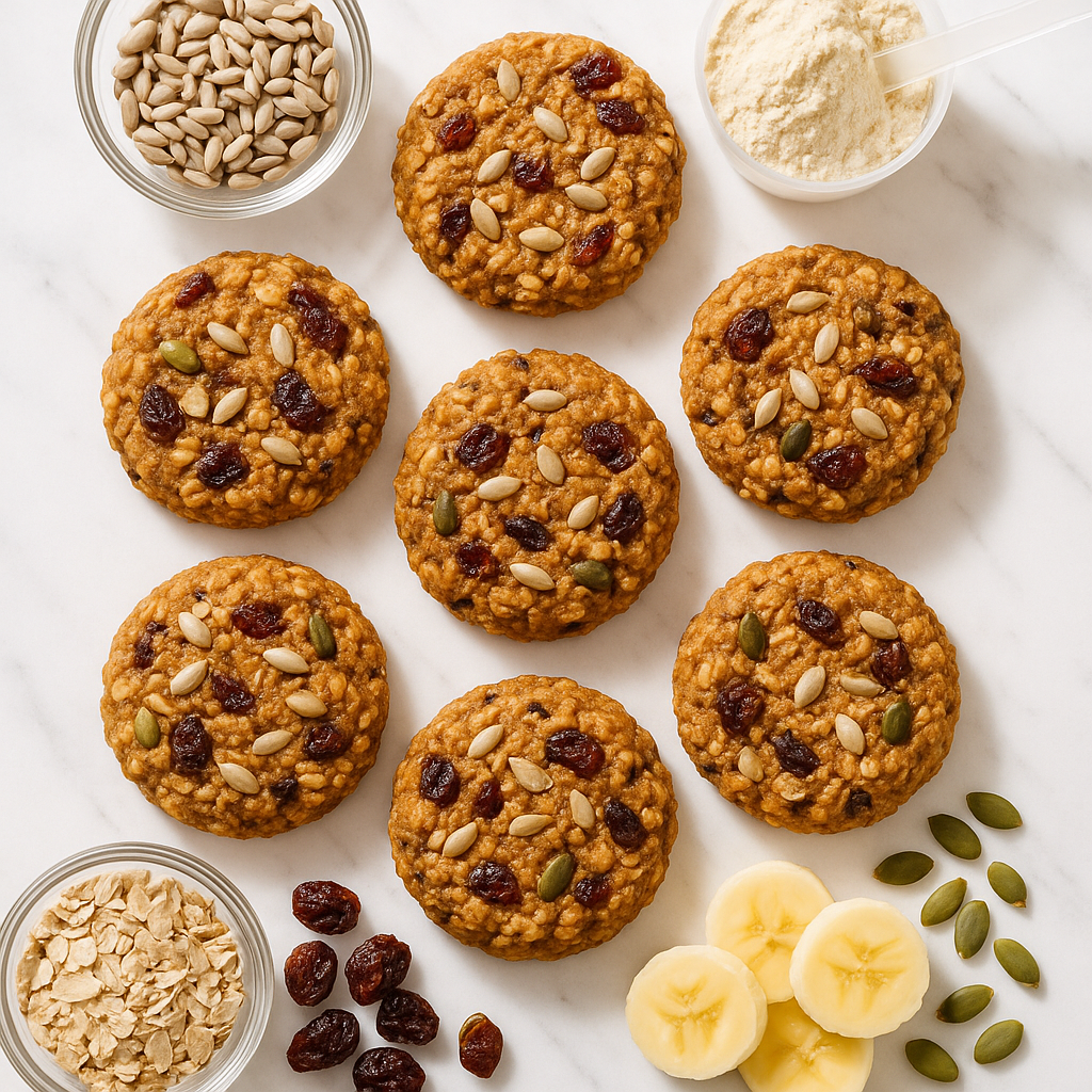 Meal Prep Breakfast Cookies with Protein Powder and Sunflower Seeds