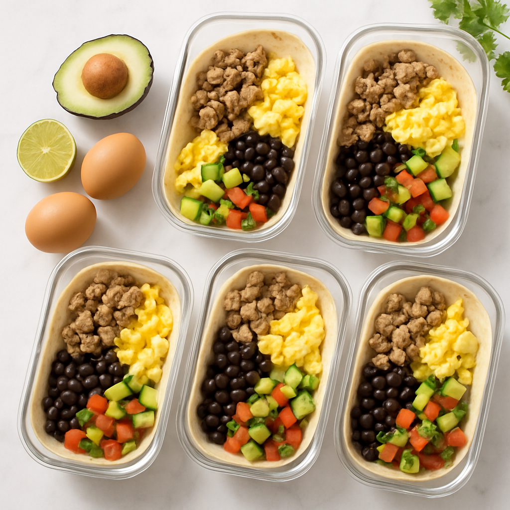 Meal Prep Breakfast Tacos for the Week with Turkey, Eggs and Black Beans