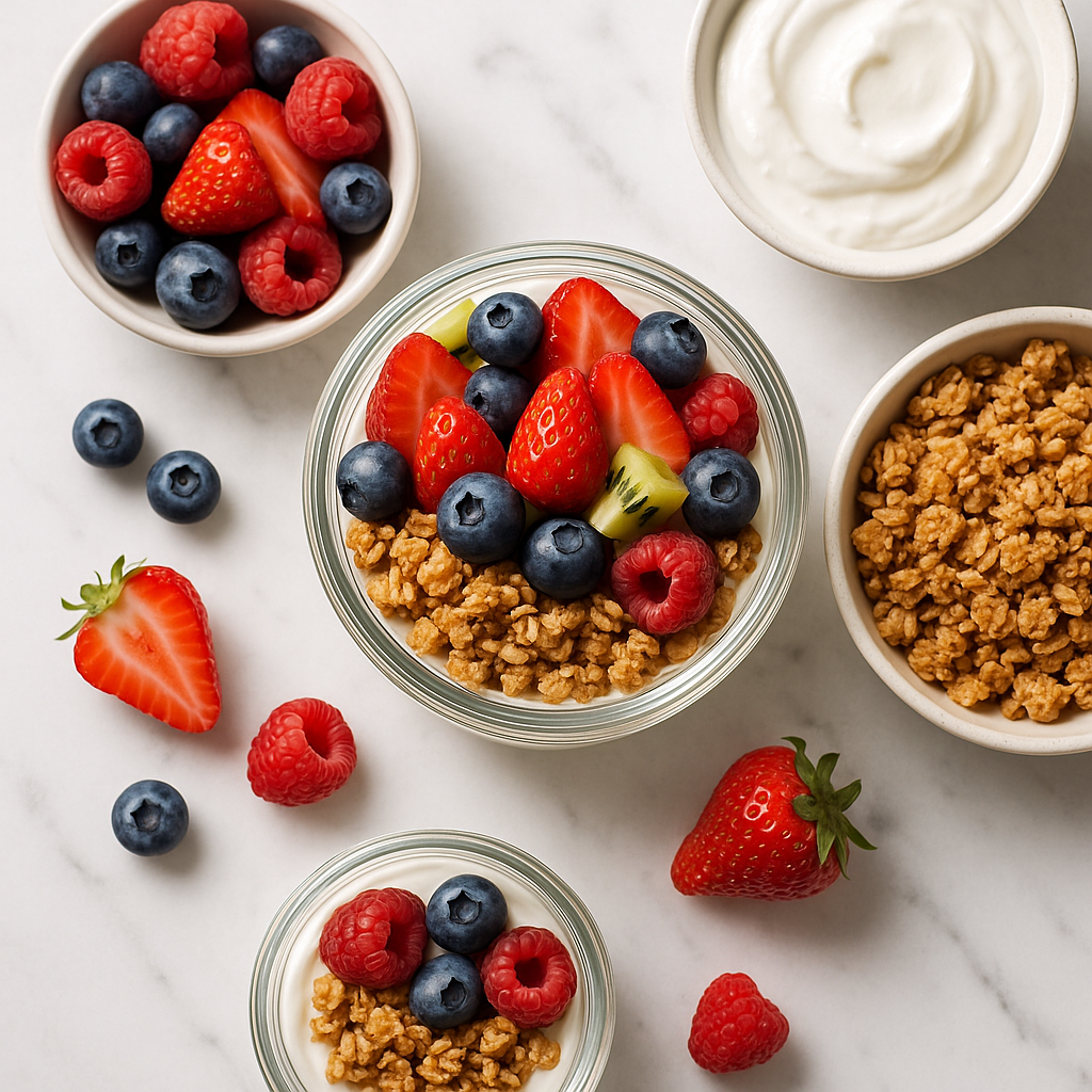 Meal Prep Greek Yogurt Parfait with Granola and Fresh Fruit